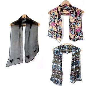 Bundle of 3 Vintage 90s Silk Scarves
